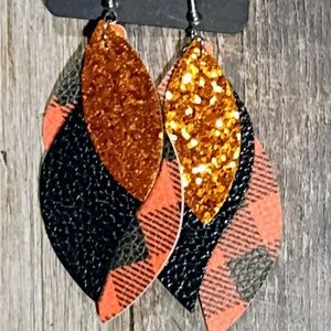 Elegant Gold and Black Leaf Earrings
